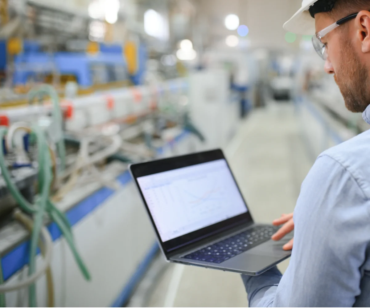 side view of technician or engineer with headset